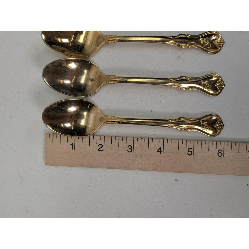 Personally Yours‎ Gold Tone Teaspoons Set Of 4 Baroque Rococo Flatware Spoons